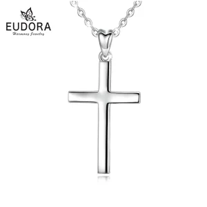 Minimalistische Silber Kreuz Halskette für Damen und Herren. Christliches Schmuckstück aus 925 Silber mit feiner Kette.