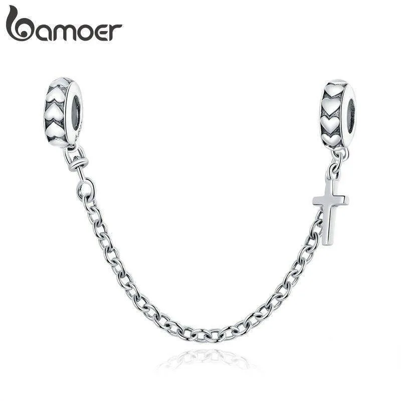 Kreuz mit Herzen, Sicherheitskette fürs Bettelarmband | 925 Silber Beads & Charms Kreuz mit Herzen, Sicherheitskette fürs Bettelarmband | 925 Silber Beads & Charms brand: Bamoer