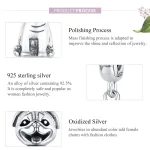 925 Silber Mops Anhänger Details: Polierter Bauch, Silbergehalt-Markierung, oxidiertes Gesicht. Lustiger Hunde Charm für Beads Armband.