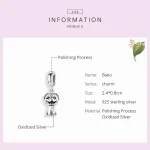 925 Silber Mops Anhänger. Detaillierter Hund Charm für Beads, oxidiertes Silber, ein lustiger kleiner Hund, auch als Hundebaby Anhänger geeignet.