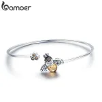 Offener Armreif mit lebensechter Kristall-Biene | 925 Silber Armspange brand: Bamoer