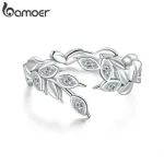 Offener Silberring, Blätter mit klaren Zirkonia | 925 Silber Ringe brand: Bamoer