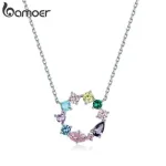 Verspielter Regenbogen-Kranz mit Herz, Zirkonia-Collier | 925 Silber Halskette brand: Bamoer