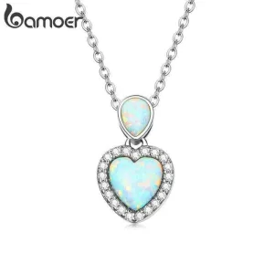 Funkelndes Opal-Herz als edler Anhänger oder Choker | 925 Silber Halskette brand: Bamoer