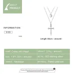 Double Layer Collier mit Herz und Zirkonia-Kreuz, Gottvertrauen | 925 Silber Halskette brand: Bamoer