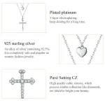Double Layer Collier mit Herz und Zirkonia-Kreuz, Gottvertrauen | 925 Silber Halskette brand: Bamoer