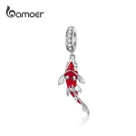 Glückskarpfen, Rot-silberner japanischer Koi als Dangle Charm | 925 Silber Beads brand: Bamoer