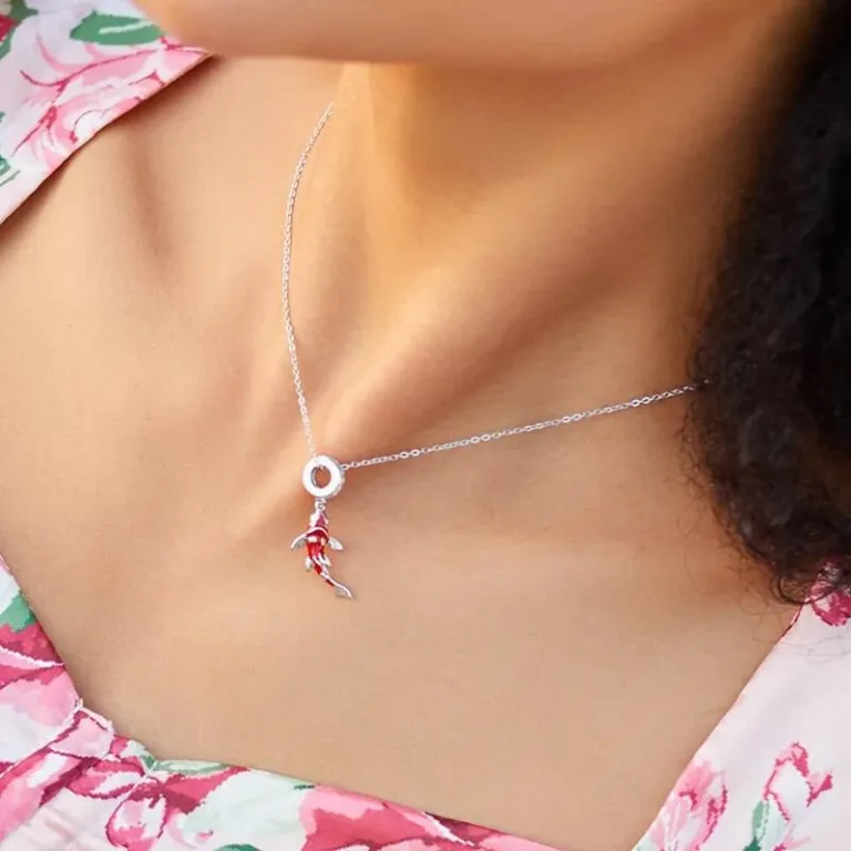 Glückskarpfen, Rot-silberner japanischer Koi als Dangle Charm | 925 Silber Beads brand: Bamoer