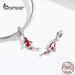 Glückskarpfen, Rot-silberner japanischer Koi als Dangle Charm | 925 Silber Beads brand: Bamoer