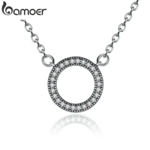 Oxidierter Zirkonia-Kreis mit Herzen | 925 Silber Halsketten-Collier brand: Bamoer