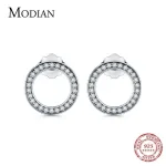Schmuckset aus oxidierten Zirkonia-Kreisen, Halskette und Ohrstecker | 925 Silber Schmuck-Sets brand: Modian