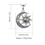 Feurige Perlmutt Sonne im offenen Mond | 925 Vintage Silber Anhänger ・thema: Mystik