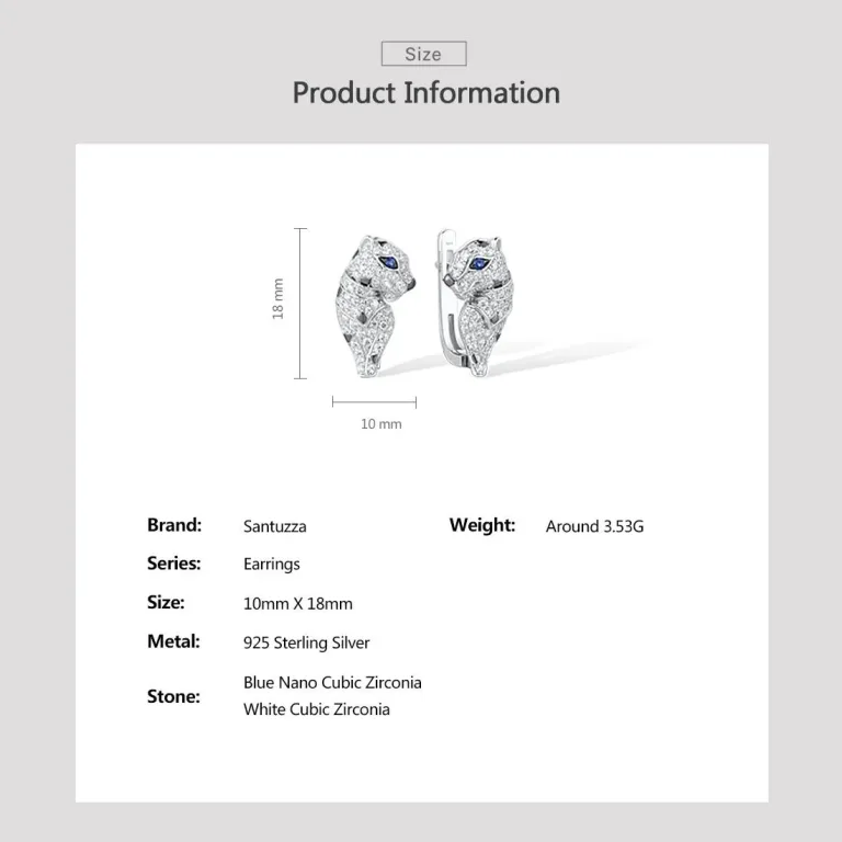 Leopard Klappcreolen, glitzernder Jaguar aus Zirkonia | 925 Silber Ohrringe brand: Santuzza