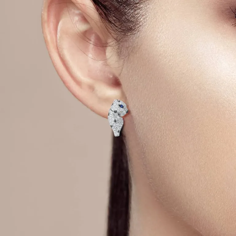 Leopard Klappcreolen, glitzernder Jaguar aus Zirkonia | 925 Silber Ohrringe brand: Santuzza