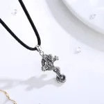 Kreuz mit Drache oder Schlange und Totenkopf, Gothic Halskette | 925 Vintage Silber Anhänger brand: Eudora