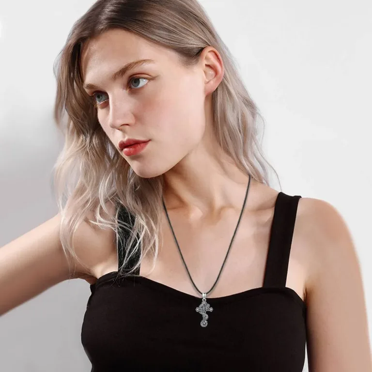 Kreuz mit Drache oder Schlange und Totenkopf, Gothic Halskette | 925 Vintage Silber Anhänger brand: Eudora