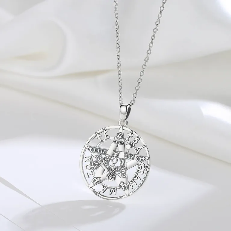 Magisch-Okkulte Perlmutt Halskette mit Tetragrammaton Pentagramm | 925 Silber Anhänger brand: Eudora