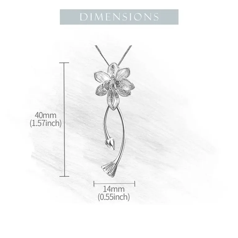 Bewegliche Blume, 3D Lotusblume als elegante Halskette, teilvergoldet | 925 Silber Anhänger brand: Lotus Fun