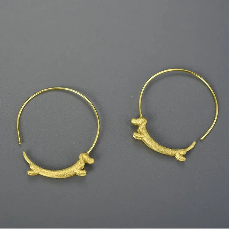 Dackel Creolen! Spiral Ohrhänger mit Dackel, Fliegender Hund | 925 Silber Ohrringe brand: Lotus Fun