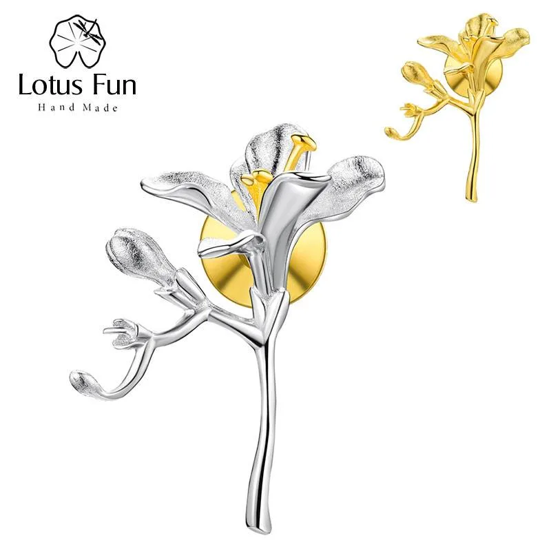 Kleine Blumen-Brosche (Freesie) in Gold oder Silber, Blüten Pin | 925 Silber Brosche Kleine Blumen-Brosche (Freesie) in Gold oder Silber, Blüten Pin | 925 Silber Brosche brand: Lotus Fun