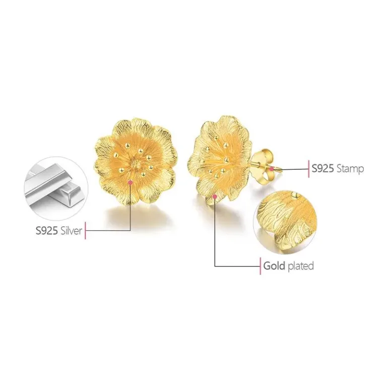 Lebendige Blüten Ohrstecker in Gold oder Silber, große Blumen | 925 Silber Ohrringe brand: Lotus Fun