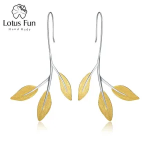 Olivenblätter, Blatt Ohrhänger, teils vergoldet und mattiert | 925 Silber Ohrringe brand: Lotus Fun