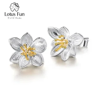 Teilvergoldete Lotos Ohrstecker, Lotusblüten, Blumen-Schmuck | 925 Silber Ohrringe brand: Lotus Fun