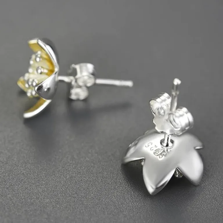 Zauberhafte Blüten-Ohrstecker, 18k-vergoldete 3D Blumen | 925 Silber Ohrringe brand: Lotus Fun