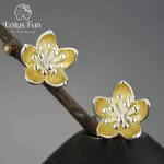 Zauberhafte Blüten-Ohrstecker, 18k-vergoldete 3D Blumen | 925 Silber Ohrringe brand: Lotus Fun