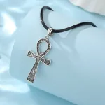 Ägyptisches Ankh Kreuz mit Hieroglyphen, Vintage Silber Anhänger | 925 Halskette brand: Eudora