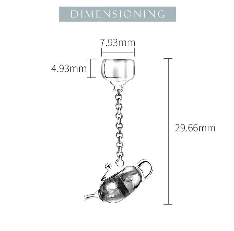 Bernstein Teekanne in rot oder gelb, hängende 3D Ohrstecker | 925 Silber Ohrringe brand: Lotus Fun