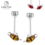 Bernstein Teekanne in rot oder gelb, hängende 3D Ohrstecker | 925 Silber Ohrringe brand: Lotus Fun