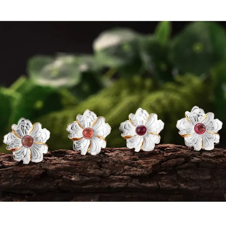 Blumen-Schmuck! Lebendige Blüte mit Turmalin als Kettenanhänger | 925 Anhänger brand: Lotus Fun