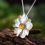 Blumen-Schmuck! Lebendige Blüte mit Turmalin als Kettenanhänger | 925 Anhänger brand: Lotus Fun