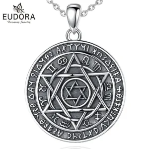 Salomos Siegel mit Sternzeichen, Okkultes Kabbala Astrologie Amulett | 925 Silber Anhänger brand: Eudora