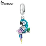 Bunter Papagei als 3D Dangle Charm oder Kettenanhänger, Emaille | 925 Silber Beads brand: Bamoer