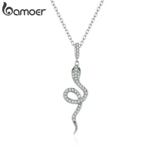 Elegant funkelnde Schlange, Kristall-Schlange mit Halskette | 925 Silber Anhänger brand: Bamoer