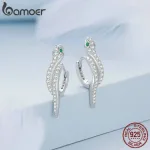 Elegante Kristall Schlangen als Klappcreolen, Zirkonia | 925 Silber Ohrringe brand: Bamoer