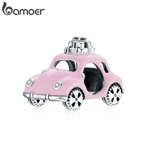 Kleines Auto, rosa Käfer als Geschenk fürs Charm-Armband | 925 Silber Dangle Beads brand: Bamoer