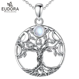 Mond Baum, Mondphasen Lebensbaum mit Mondstein, Wicca Mondgöttin | 925 Silber Anhänger brand: Eudora