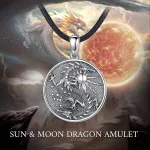 Vintage Monddrache, Sonne und Mond im Drachen, mit Halskette | 925 Silber Anhänger brand: Eudora