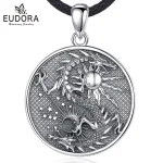 Vintage Monddrache, Sonne und Mond im Drachen, mit Halskette | 925 Silber Anhänger brand: Eudora