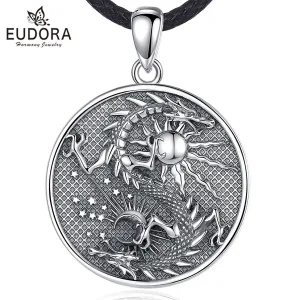 Vintage Monddrache, Sonne und Mond im Drachen, mit Halskette | 925 Silber Anhänger brand: Eudora