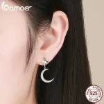 Asymmetrische Ohrstecker mit Zirkonia-Mond und Sternen | 925 Silber Ohrringe brand: Bamoer