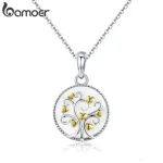 Lebensbaum mit Gold-Herzen auf weißem Perlmutt, mit Halskette | 925 Silber Anhänger brand: Bamoer