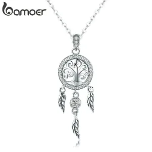 Traumfänger-Halskette mit Lebensbaum und Zirkonia-Kristallen | 925 Silber Anhänger brand: Bamoer