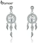 Traumfänger-Ohrhänger mit Lebensbaum und Zirkonia-Kristallen | 925 Silber Ohrringe brand: Bamoer