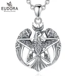 Magischer Rabe im Pentagramm, Mond Talisman oder Amulett | 925 Vintage Silber Anhänger brand: Eudora