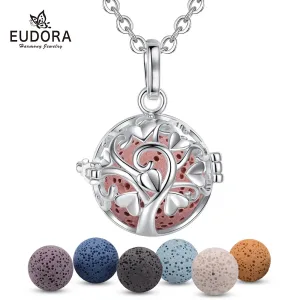 18mm, Lebensbaum-Käfig mit Herzen, mit 7 Lavakugeln als Diffuser | Aromatherapie brand: Eudora