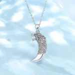 Silber Wolfszahn, Keltisches Wikinger Wolf Amulett, Tierzahn mit Halskette | 925 Silber Anhänger brand: Eudora